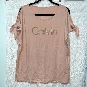 BNWT CALVIN KLEIN SEXY SHOULDER TOP BEIGE XL